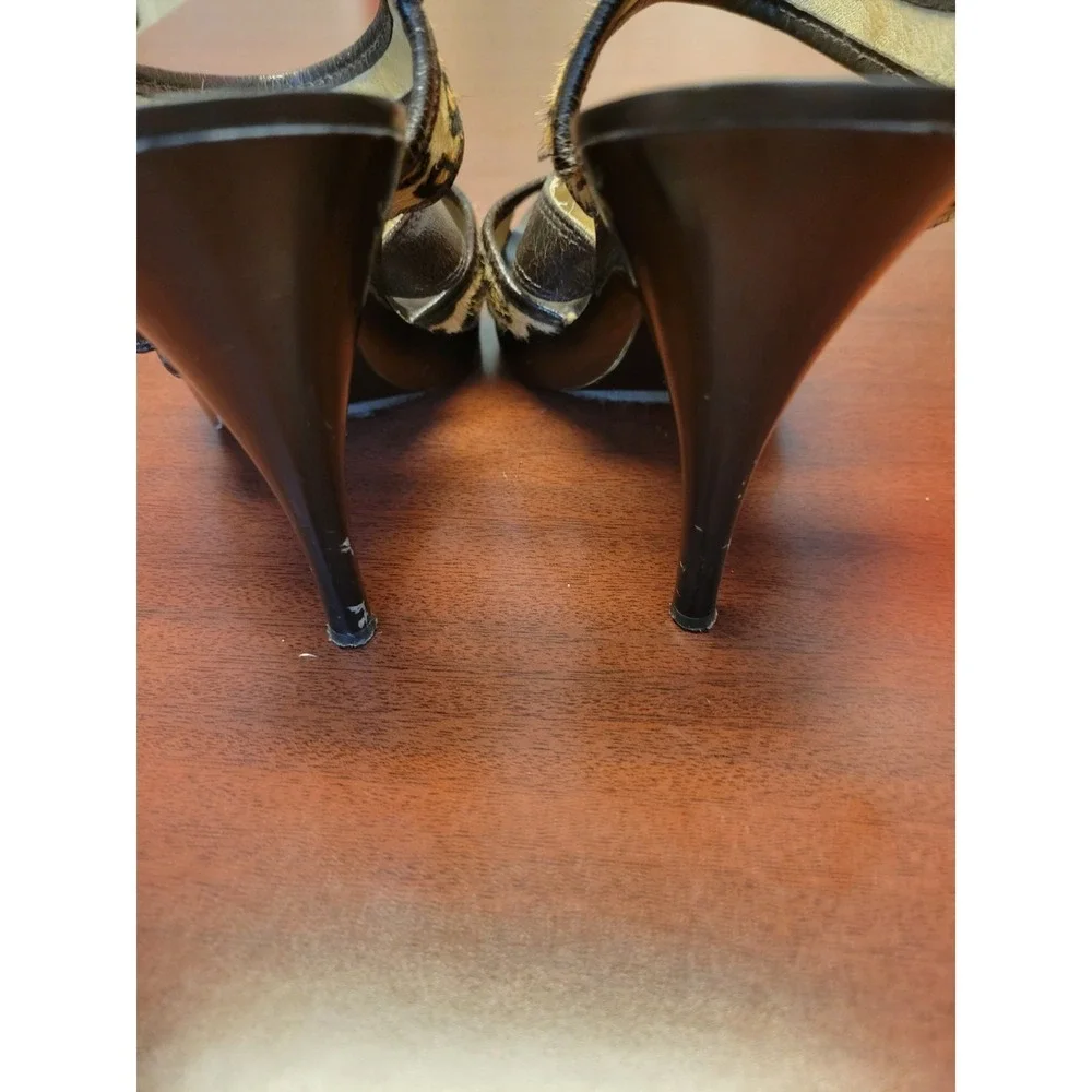 Michael Kors Sandals Womens Size 8 Stilettos Shoes Leopard Calf Hair Leather